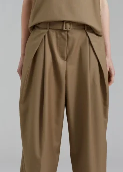 The Frankie Shop Clay Belted Pants Desert Taupe Best