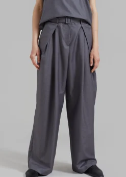The Frankie Shop Clay Belted Pants Grey Clearance