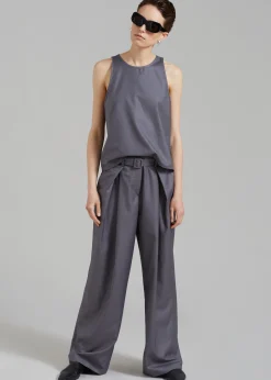 The Frankie Shop Clay Belted Pants Grey Clearance