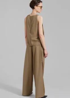The Frankie Shop Clay Sleeveless Top Desert Taupe Hot