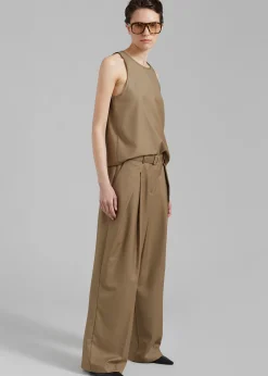 The Frankie Shop Clay Sleeveless Top Desert Taupe Hot
