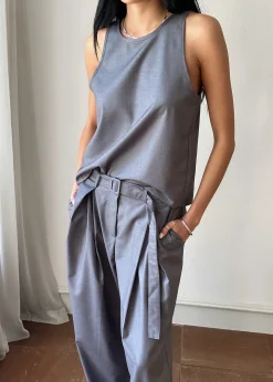 The Frankie Shop Clay Sleeveless Top Grey Discount