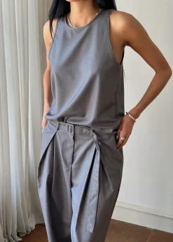 The Frankie Shop Clay Sleeveless Top Grey Discount