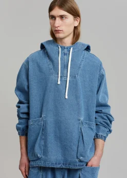 The Frankie Shop Cliff Denim Hoodie Worn Wash Online