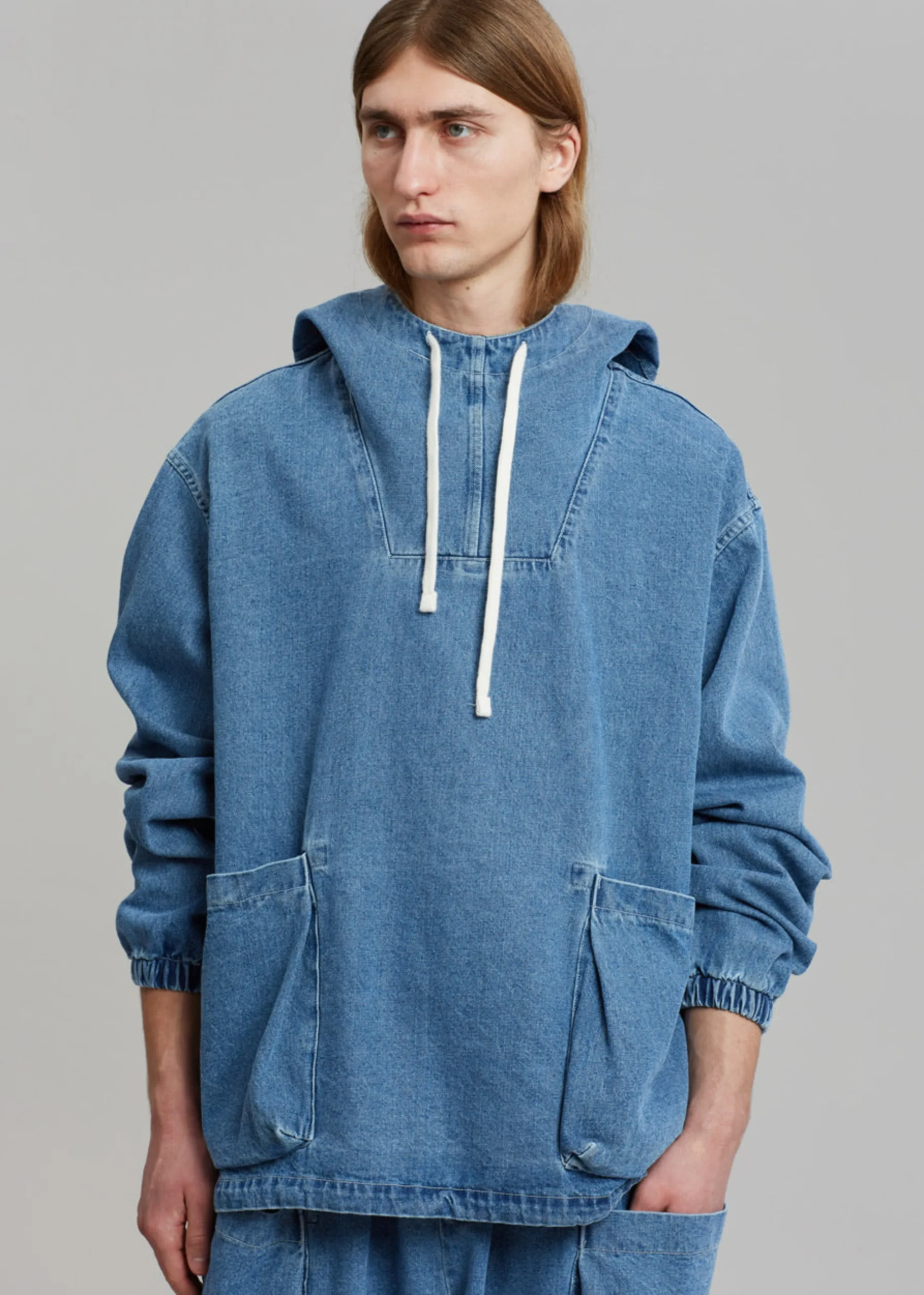 The Frankie Shop Cliff Denim Hoodie Worn Wash Online