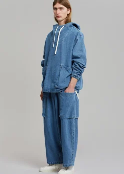The Frankie Shop Cliff Denim Hoodie Worn Wash Online