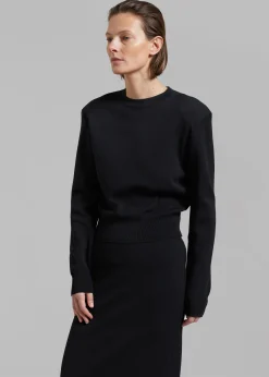 The Frankie Shop Clover Padded Knit Top Black Outlet