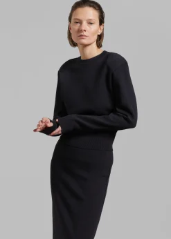 The Frankie Shop Clover Padded Knit Top Black Outlet