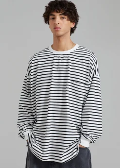 The Frankie Shop Cody Pocket Tee Black/White Stripe Discount