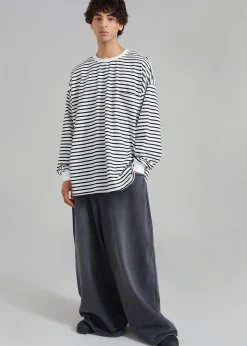 The Frankie Shop Cody Pocket Tee Black/White Stripe Discount