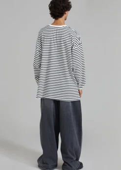 The Frankie Shop Cody Pocket Tee Black/White Stripe Discount