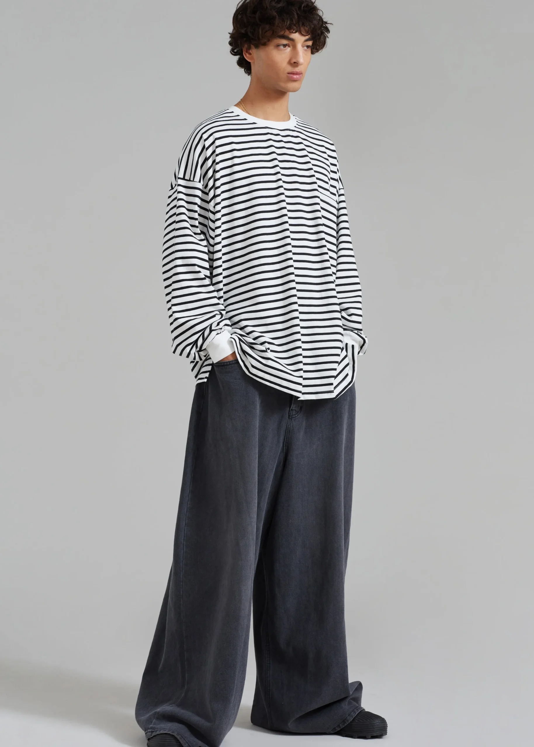 The Frankie Shop Cody Pocket Tee Black/White Stripe Discount