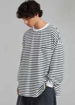 The Frankie Shop Cody Pocket Tee Black/White Stripe Discount