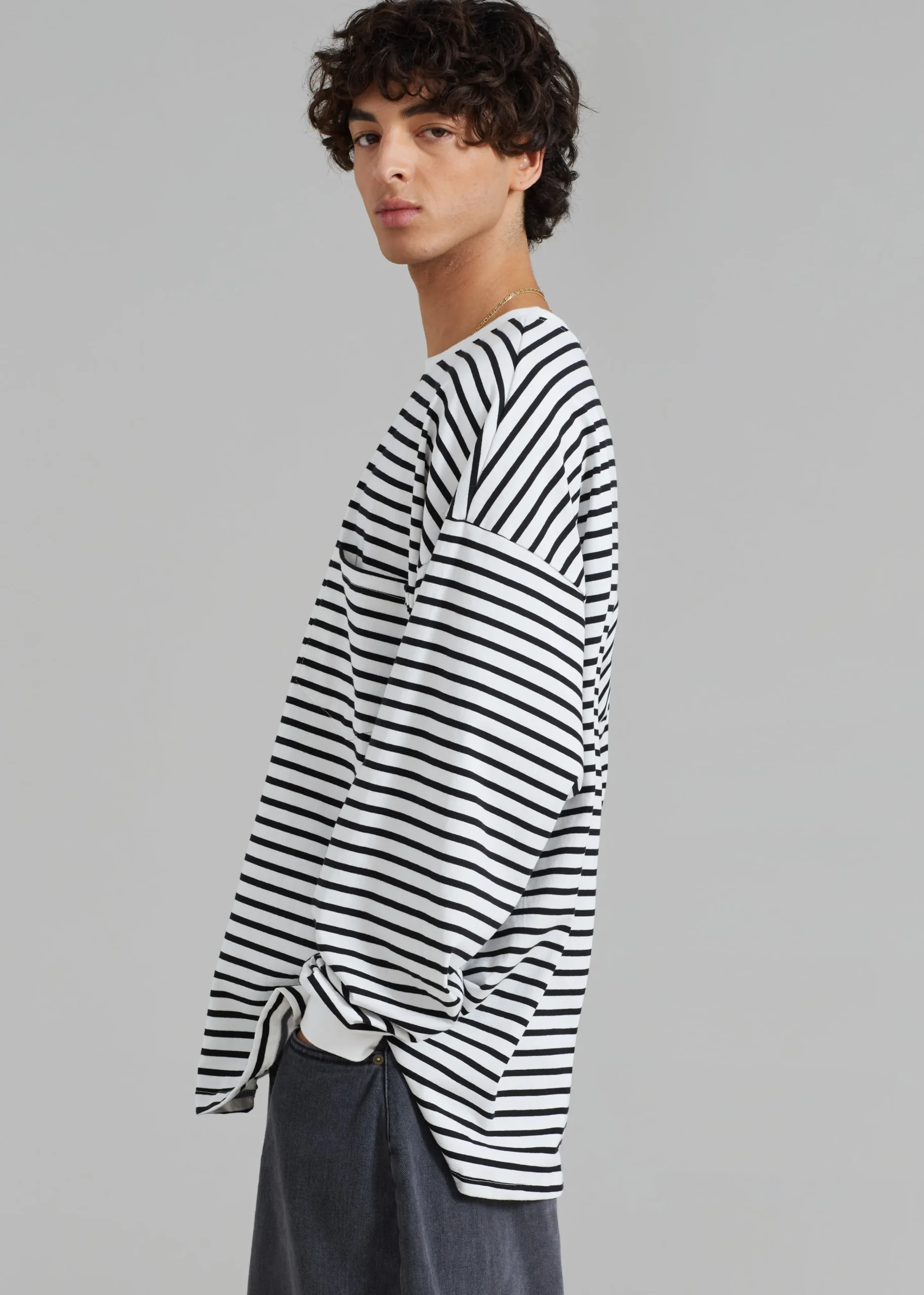 The Frankie Shop Cody Pocket Tee Black/White Stripe Discount