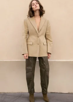The Frankie Shop Colette Hourglass Blazer Camel New