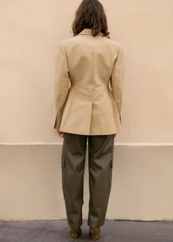 The Frankie Shop Colette Hourglass Blazer Camel New