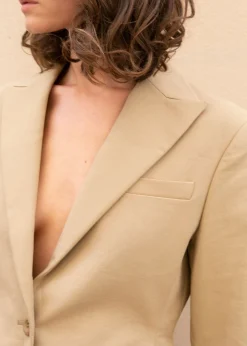 The Frankie Shop Colette Hourglass Blazer Camel New