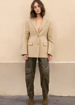 The Frankie Shop Colette Hourglass Blazer Camel New