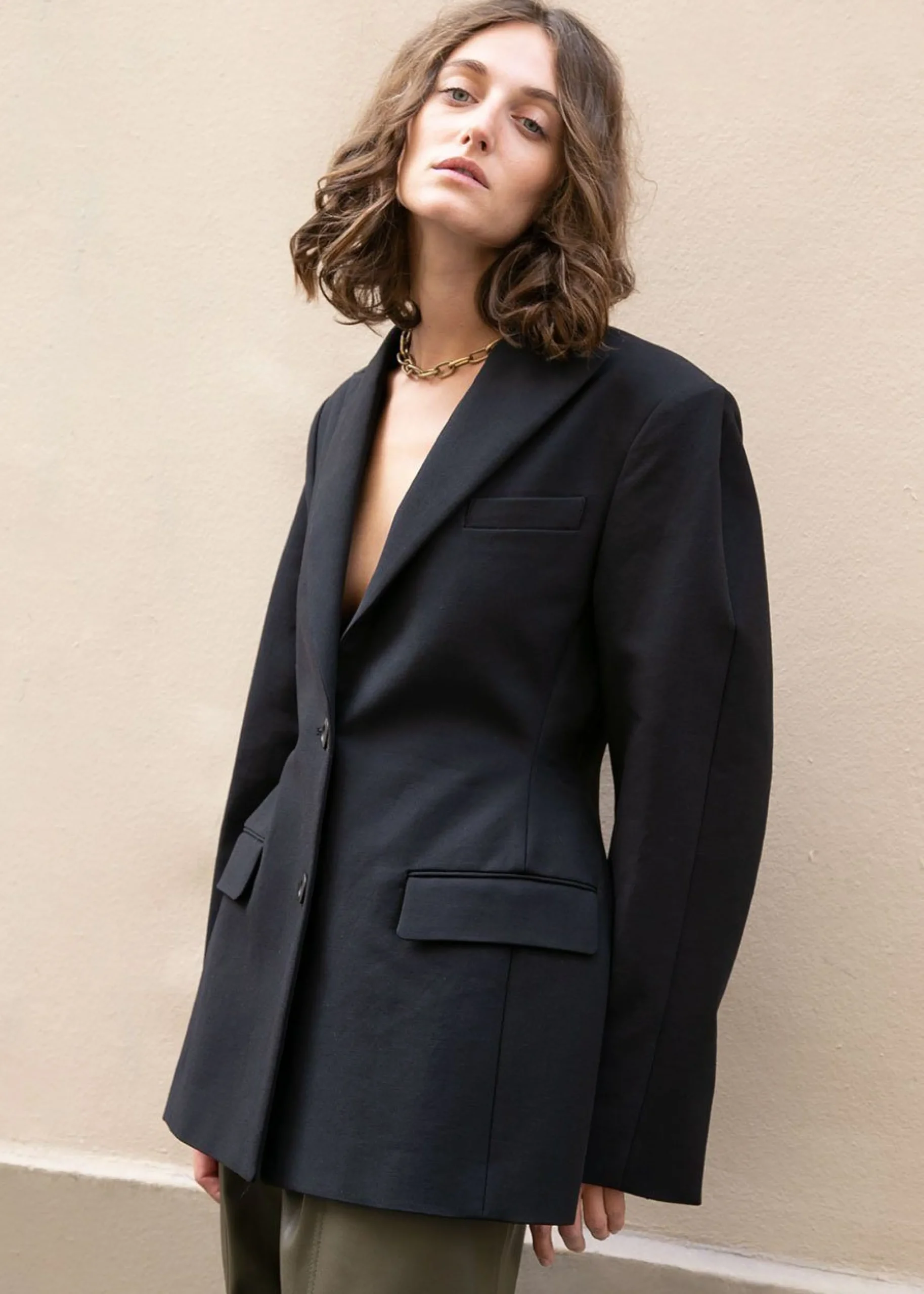 The Frankie Shop Colette Hourglass Blazer Black