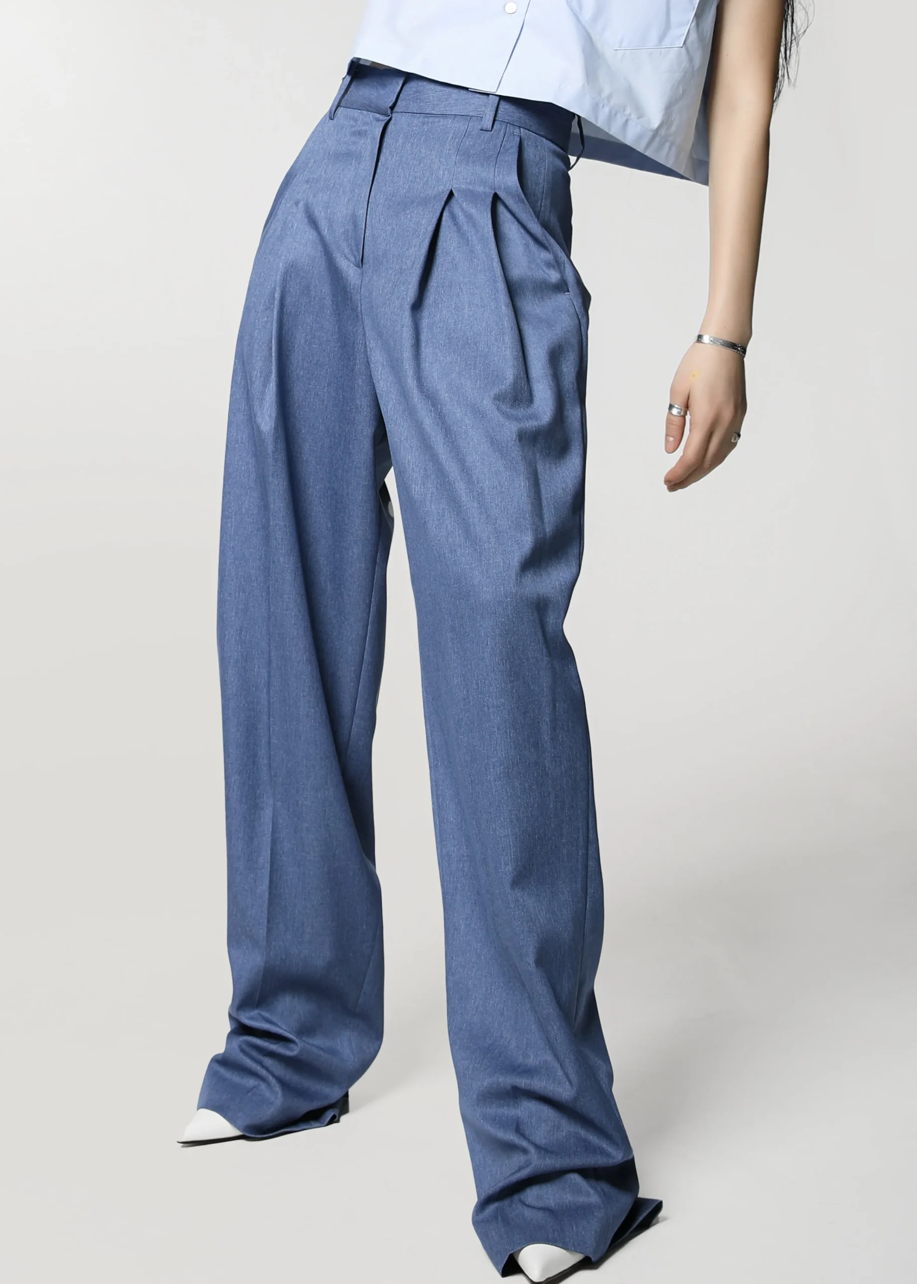 The Frankie Shop Cooper Pintuck Trousers Blue Best