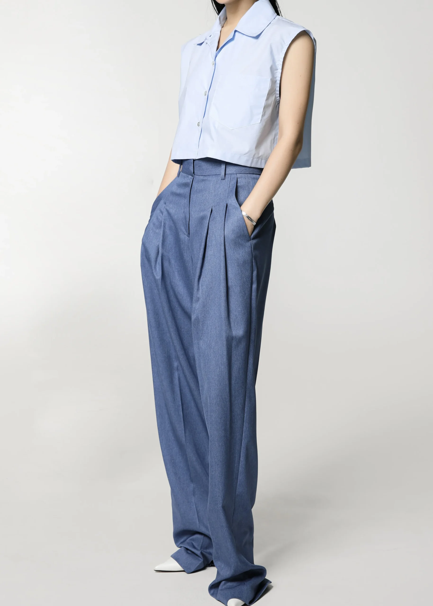 The Frankie Shop Cooper Pintuck Trousers Blue Best