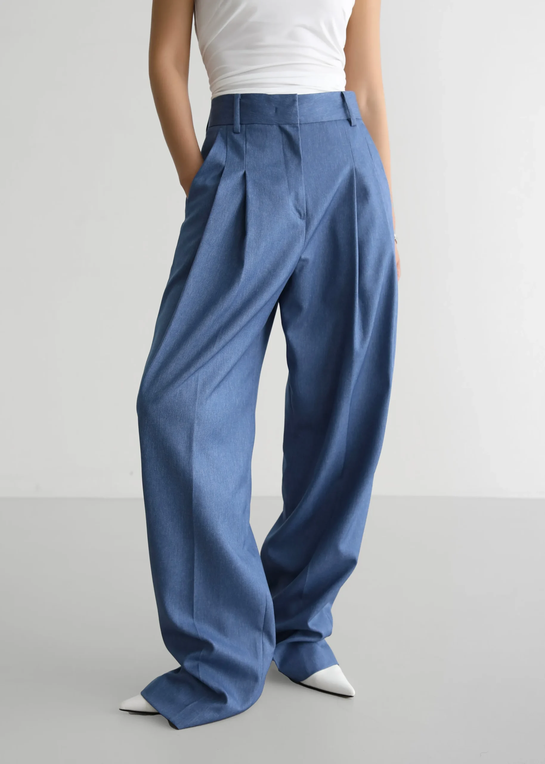 The Frankie Shop Cooper Pintuck Trousers Blue Best