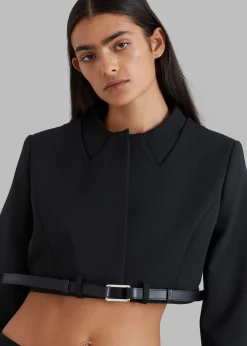 The Frankie Shop Coperni Cropped Trompe-L'Oeil Jacket Black