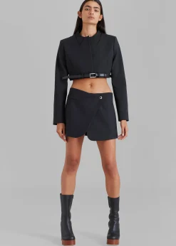 The Frankie Shop Coperni Cropped Trompe-L'Oeil Jacket Black