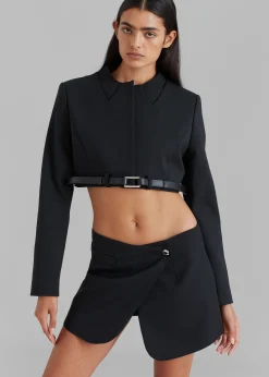 The Frankie Shop Coperni Cropped Trompe-L'Oeil Jacket Black