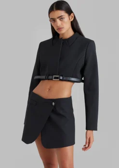 The Frankie Shop Coperni Cropped Trompe-L'Oeil Jacket Black