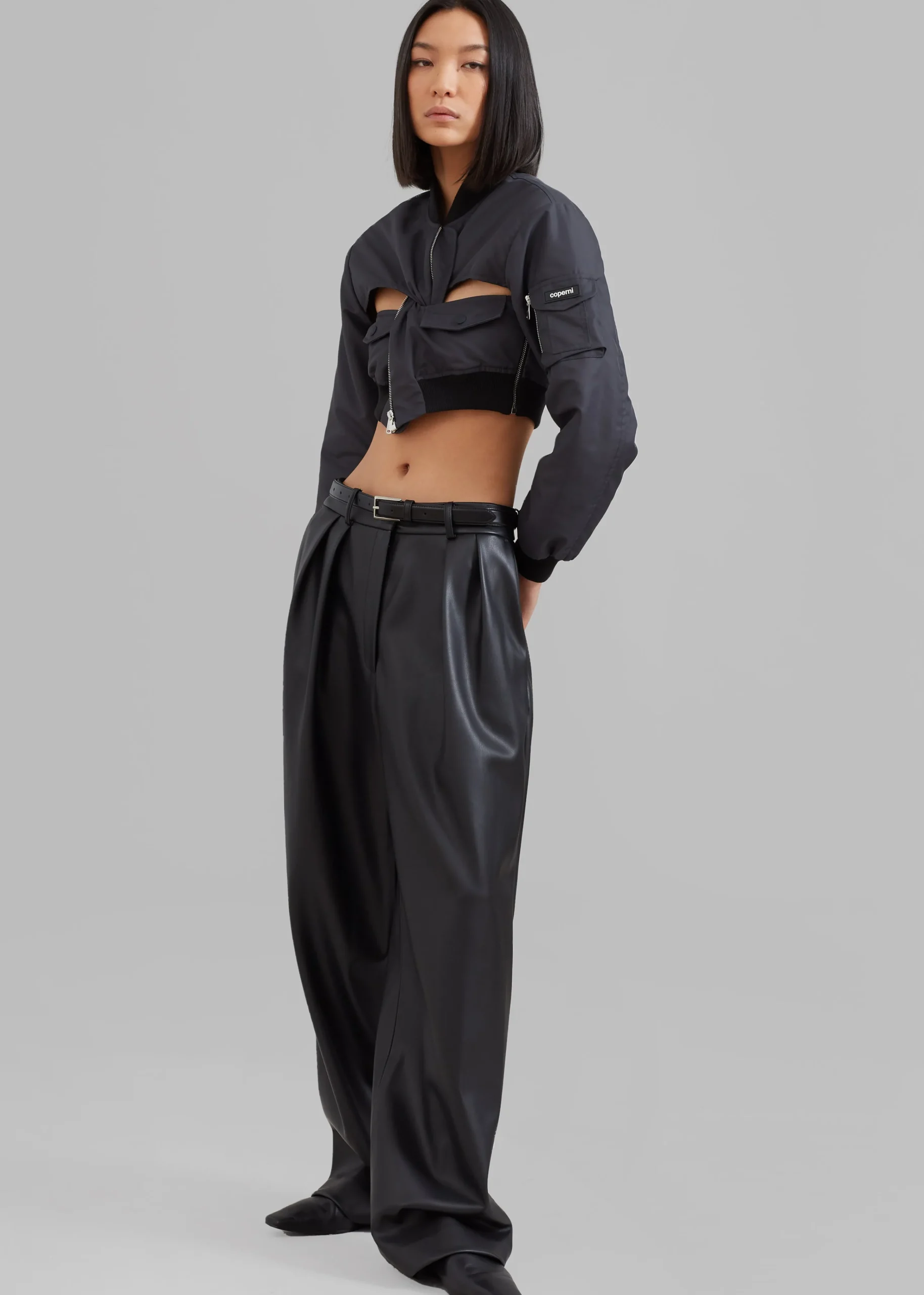 The Frankie Shop Coperni Cut-Out Cropped Bomber Jacket Concrete New