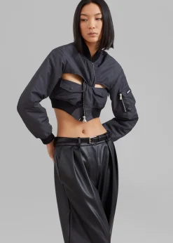 The Frankie Shop Coperni Cut-Out Cropped Bomber Jacket Concrete New