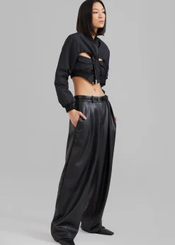 The Frankie Shop Coperni Cut-Out Cropped Bomber Jacket Black Clearance