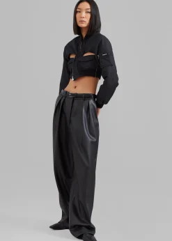 The Frankie Shop Coperni Cut-Out Cropped Bomber Jacket Black Clearance