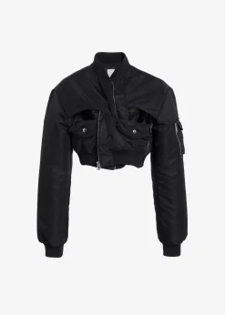 The Frankie Shop Coperni Cut-Out Cropped Bomber Jacket Black Clearance