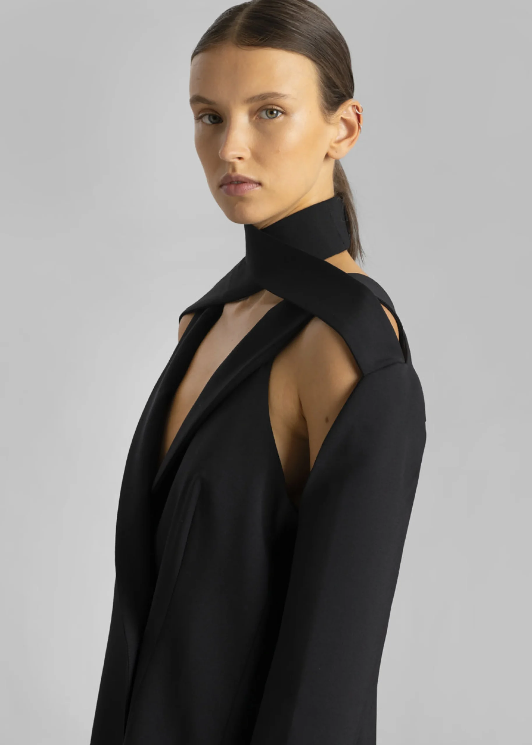 The Frankie Shop Coperni Cut-Out Tailored Dress Black New