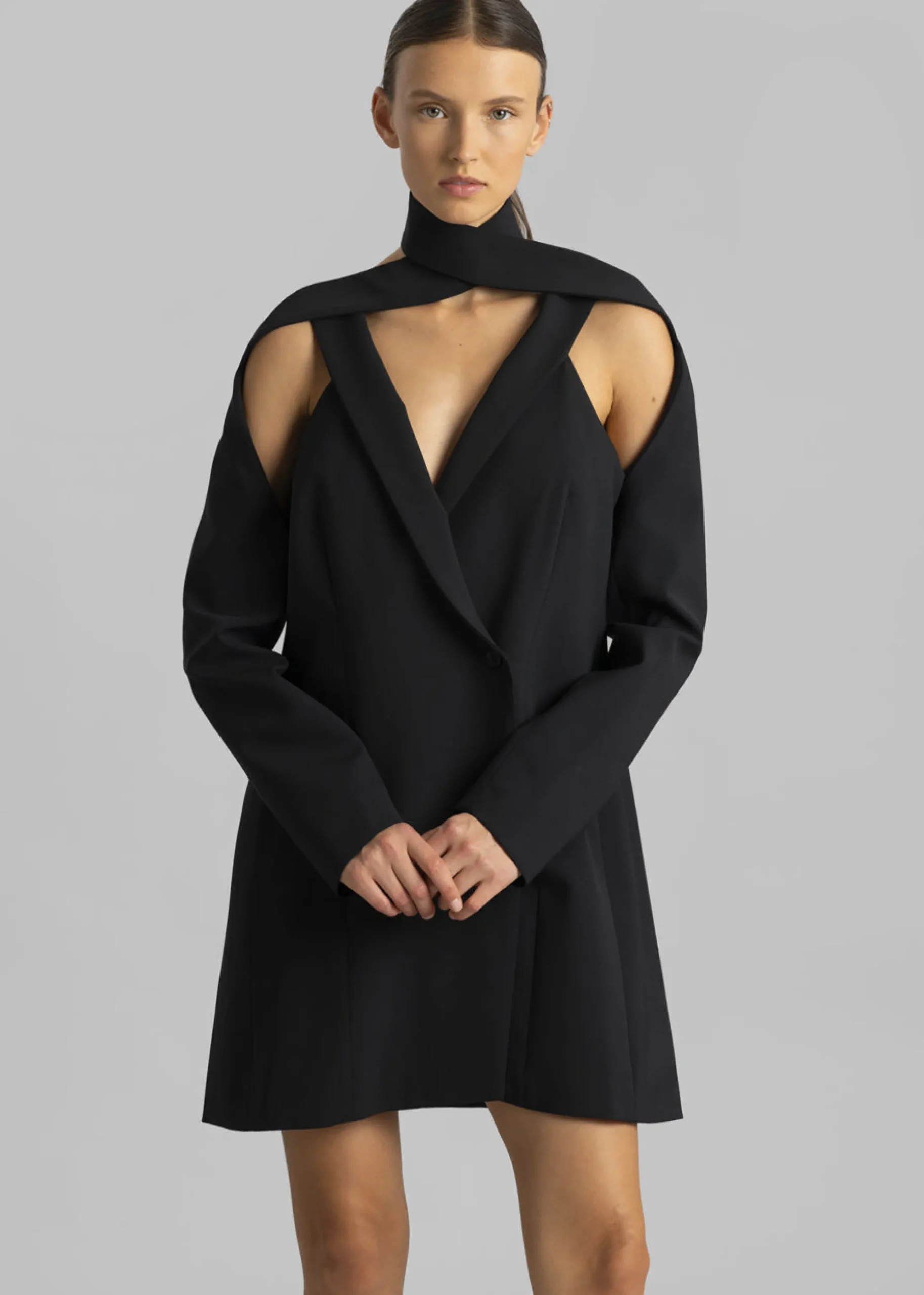 The Frankie Shop Coperni Cut-Out Tailored Dress Black New