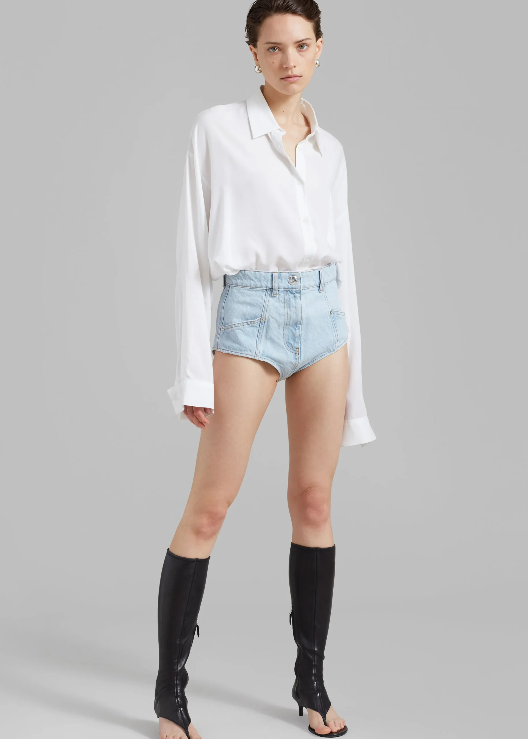 The Frankie Shop Coperni Denim High-Waisted Briefs Ice Blue Online