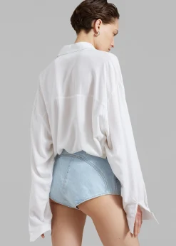 The Frankie Shop Coperni Denim High-Waisted Briefs Ice Blue Online