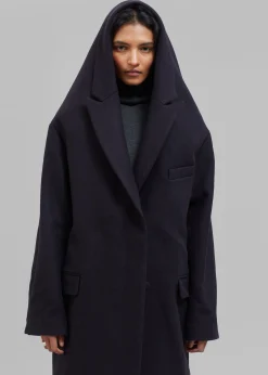 The Frankie Shop Coperni Hooded Double-Breasted Coat Dark Navy Online