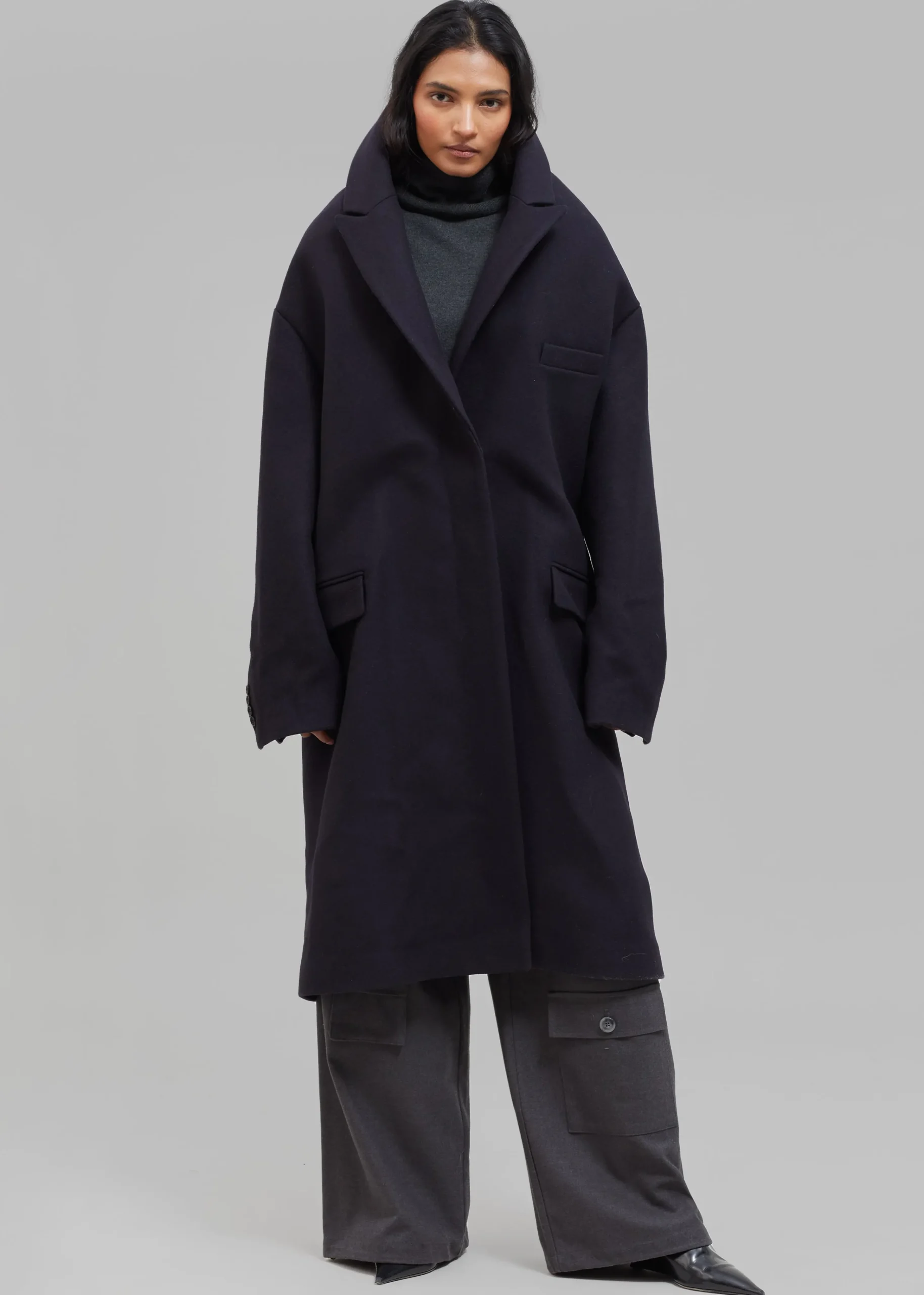 The Frankie Shop Coperni Hooded Double-Breasted Coat Dark Navy Online