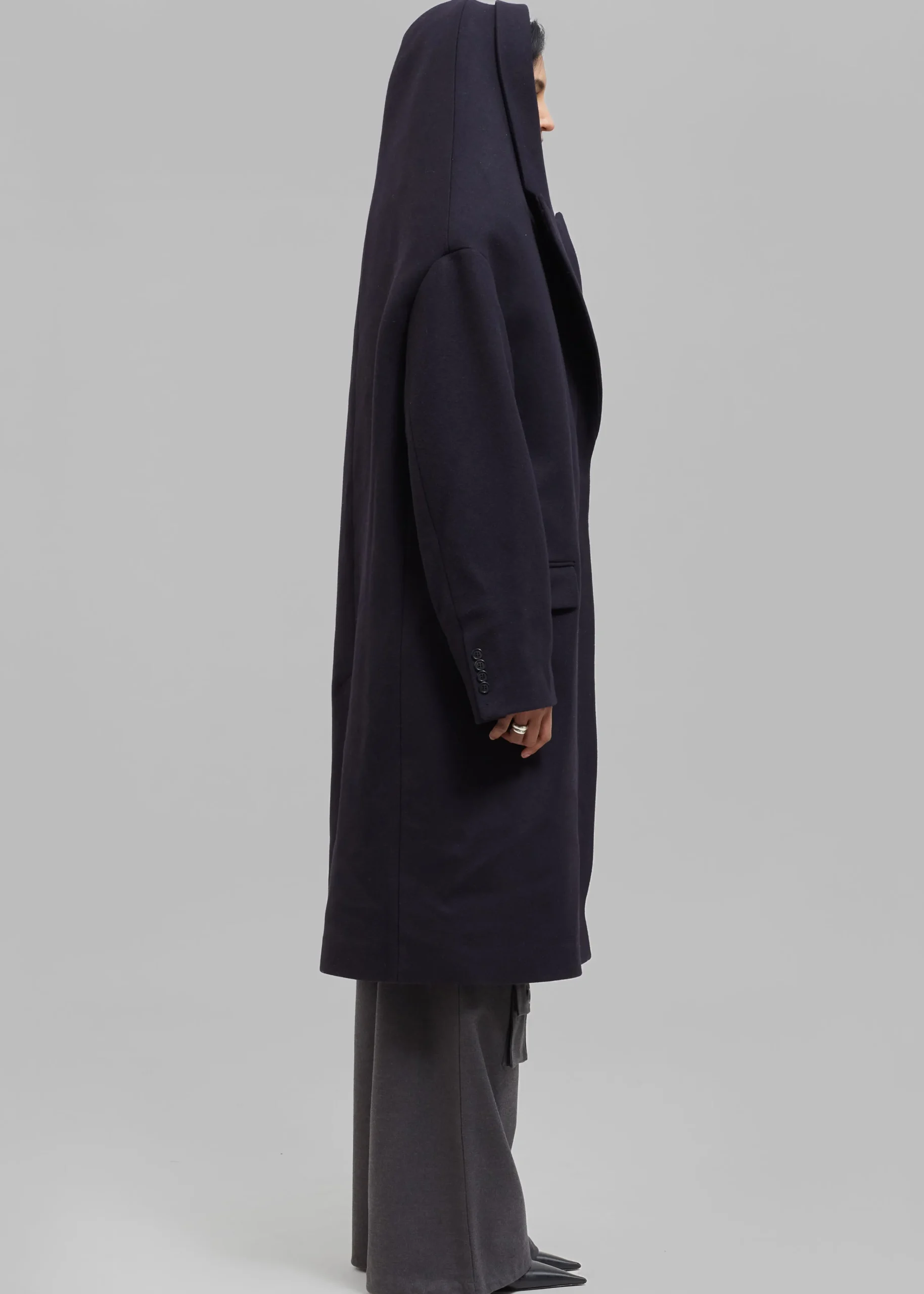 The Frankie Shop Coperni Hooded Double-Breasted Coat Dark Navy Online