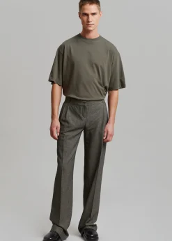 The Frankie Shop Coperni Low-Rise Loose Tailored Trousers Dark Moss Clearance