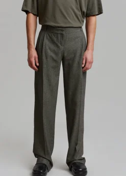The Frankie Shop Coperni Low-Rise Loose Tailored Trousers Dark Moss Clearance