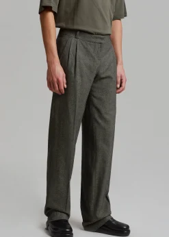 The Frankie Shop Coperni Low-Rise Loose Tailored Trousers Dark Moss Clearance