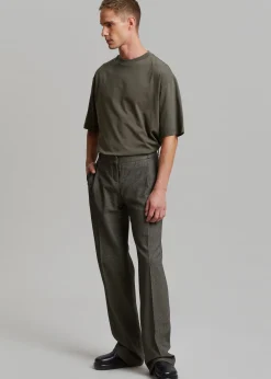 The Frankie Shop Coperni Low-Rise Loose Tailored Trousers Dark Moss Clearance