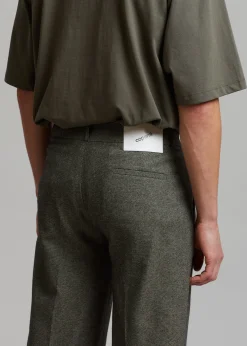 The Frankie Shop Coperni Low-Rise Loose Tailored Trousers Dark Moss Clearance