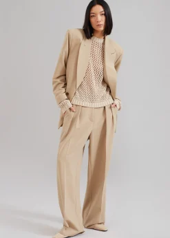 The Frankie Shop Corrin Pleated Trousers Beige Outlet