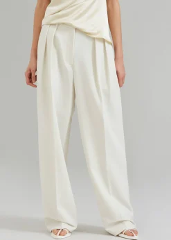 The Frankie Shop Corrin Pleated Trousers Ivory Hot