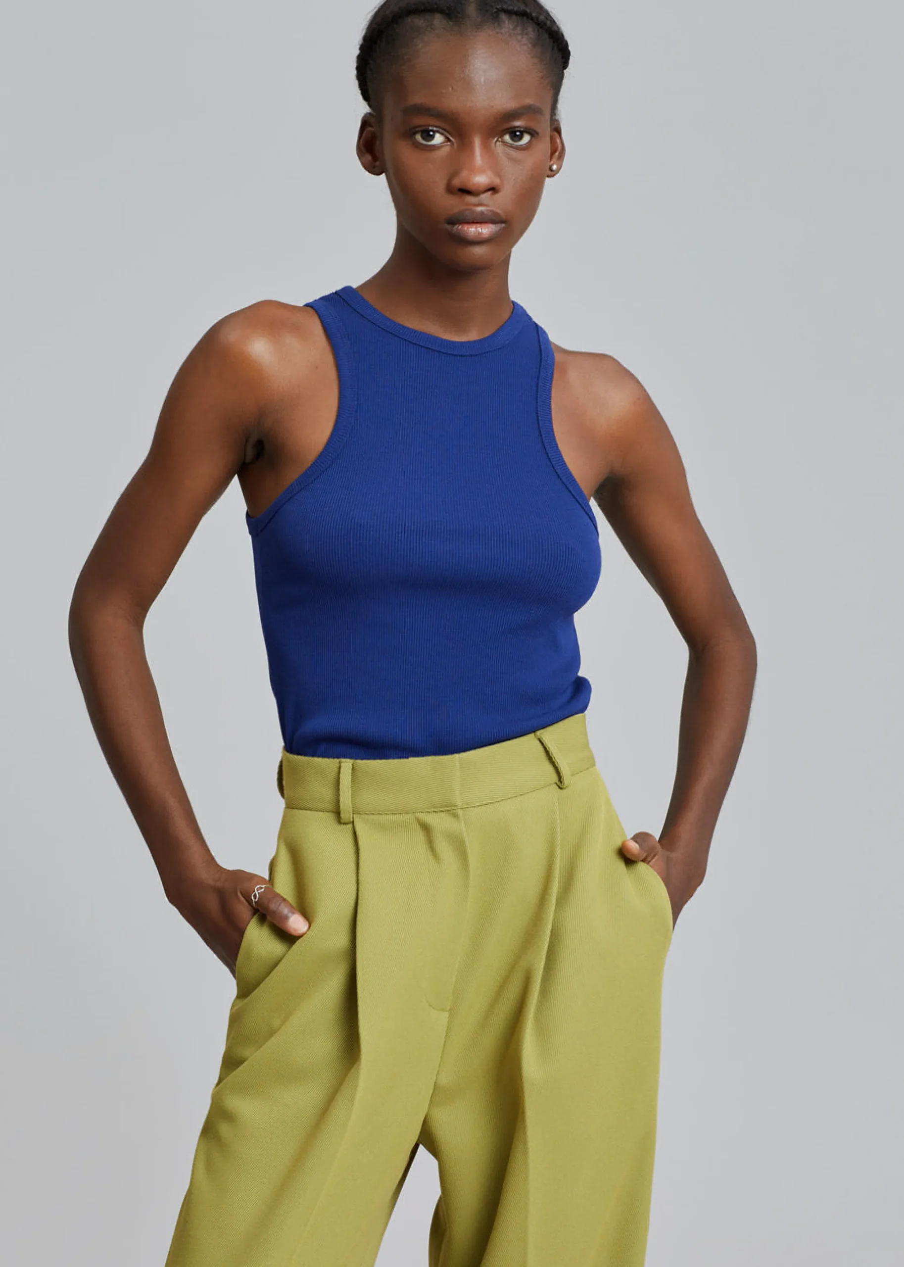 The Frankie Shop Corsy Ribbed Tank Navy Outlet
